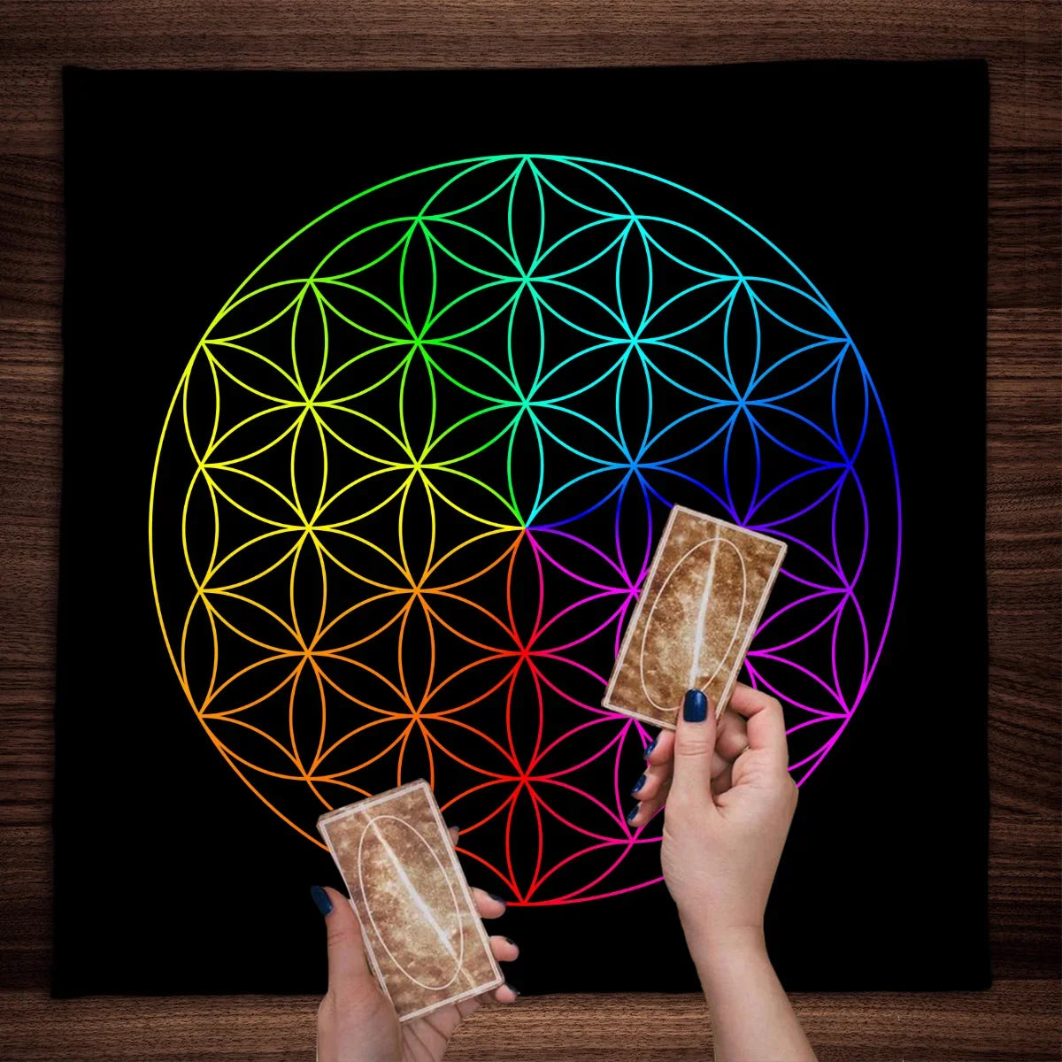Flower of Life Altar Cloth – Sacred Geometry Tarot Spread & Meditation Mat