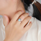 Larimar Pear Ring with Scrolled Silver Flourish