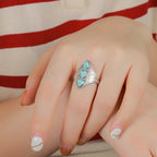 Larimar Three-Stone Statement Ring, Openwork Frame