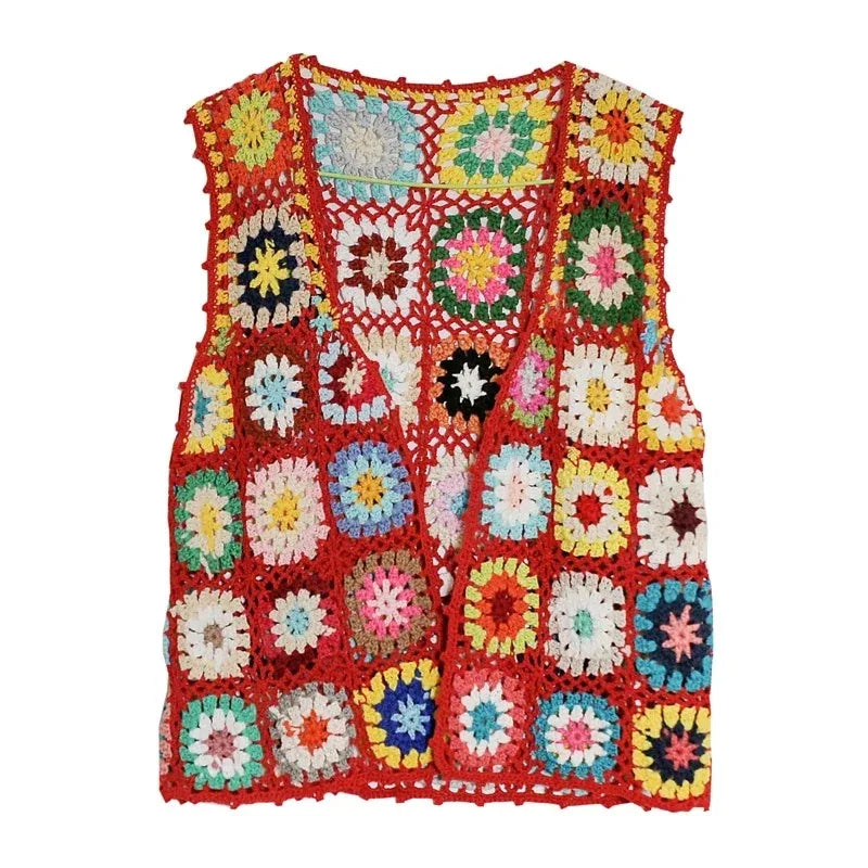 Boho Granny Square Crochet Vest Top