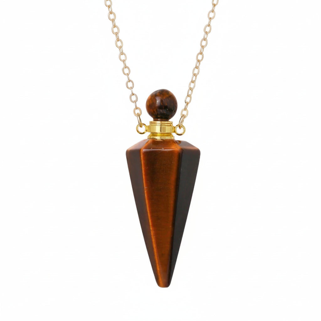 Crystal Essential Oil Diffuser Necklace — Natural Gemstone Healing Pendant