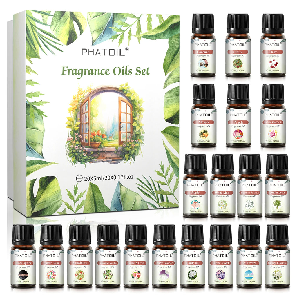 20-Pack Fragrance Oil Set | 5ml Aromatherapy & Diffuser Oils