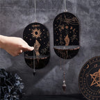 Zodiac & Celestial Crystal Pendulum Display Stand – Arch Wood Wall Shelf