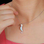 Larimar Seahorse Pendant Necklace in 925 Sterling Silver