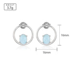 Larimar Open Circle Stud Earrings, 925 Sterling Silver