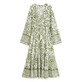 Boho Ethnic Floral Bell-Sleeve Maxi Dress