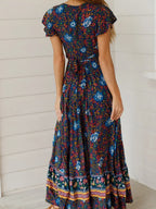 Floral Batwing Sleeve Boho Maxi Dress