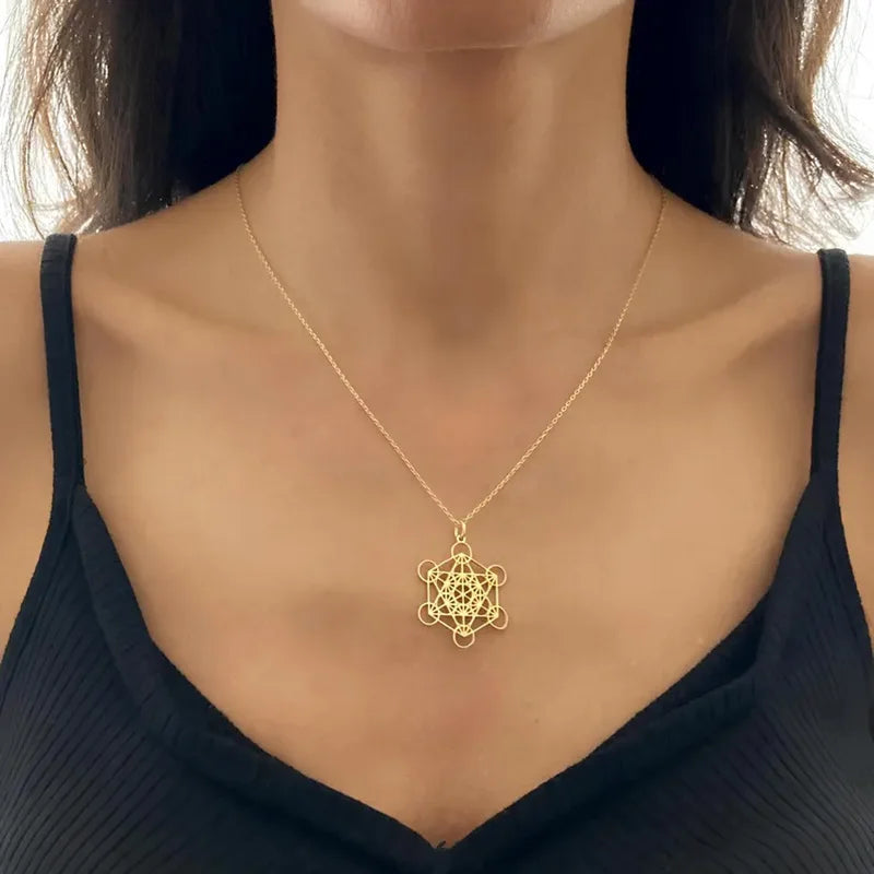 Metatron's Cube & Seed of Life Pendant Necklace | Sacred Geometry | Silver or Gold