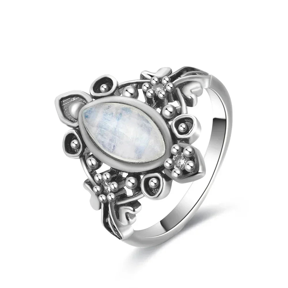 Moonstone 925 Silver Ring | Natural Gemstone Ring
