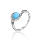 Larimar Wave Ring, Open Silver Band