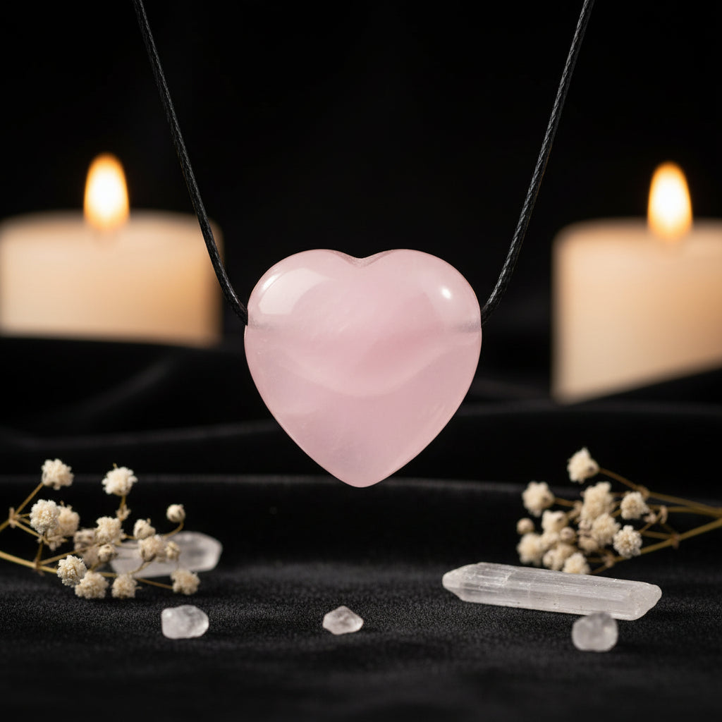 Natural Stone Heart Pendant Necklace – Choose Your Crystal