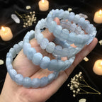 Aquamarine Beaded Strand Bracelet | Natural Gemstone