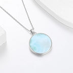 Larimar Dolphin Cutout Pendant Necklace, Round