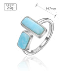 Larimar Offset Rectangle Ring in 925 Sterling Silver