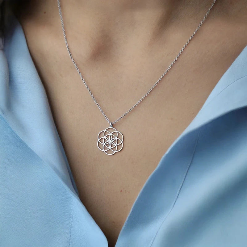 Metatron's Cube & Seed of Life Pendant Necklace | Sacred Geometry | Silver or Gold
