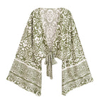 Floral Flare-Sleeve Boho Kimono Cardigan