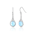 Larimar Round Drop Earrings, Open Silver Frame
