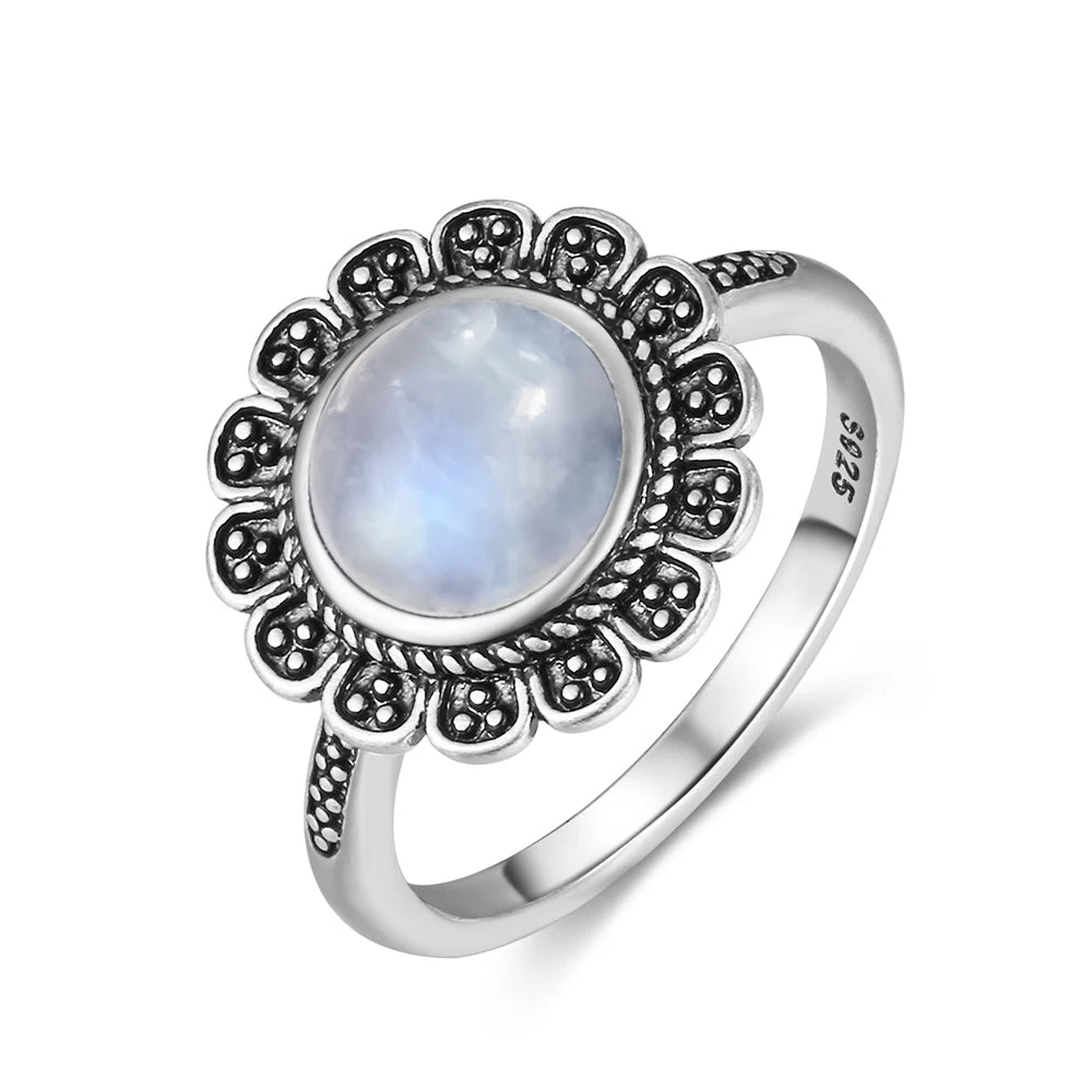 Moonstone 925 Silver Ring | Natural Gemstone Ring