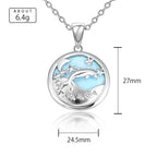 Larimar Dolphin Cutout Pendant Necklace, Round