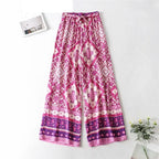 Boho Floral Smocked Cami & Wide-Leg Pants Set