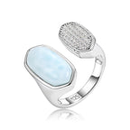 Larimar Dual-Shape Ring, Pavé Oval Disc