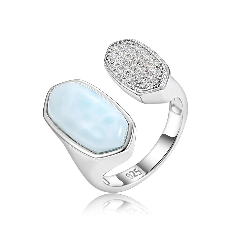 Larimar Dual-Shape Ring, Pavé Oval Disc