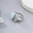 Larimar Dual-Shape Ring, Pavé Oval Disc