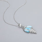 Larimar Spiral Shell Pendant Necklace, 925 Sterling Silver