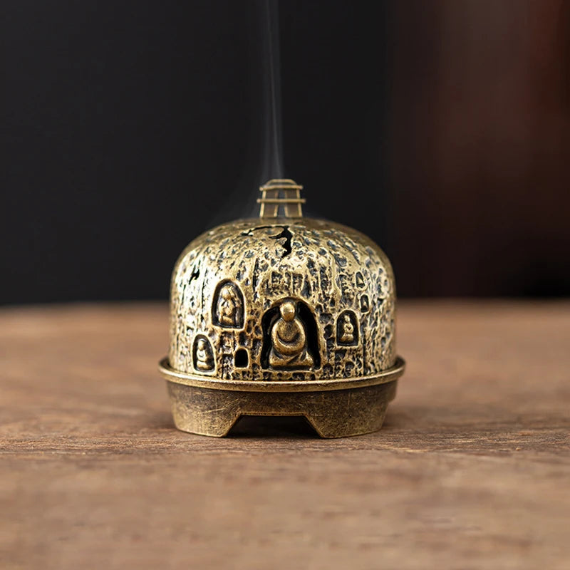 Vintage Alloy Incense Burner — Hollow Three-Legged Censer