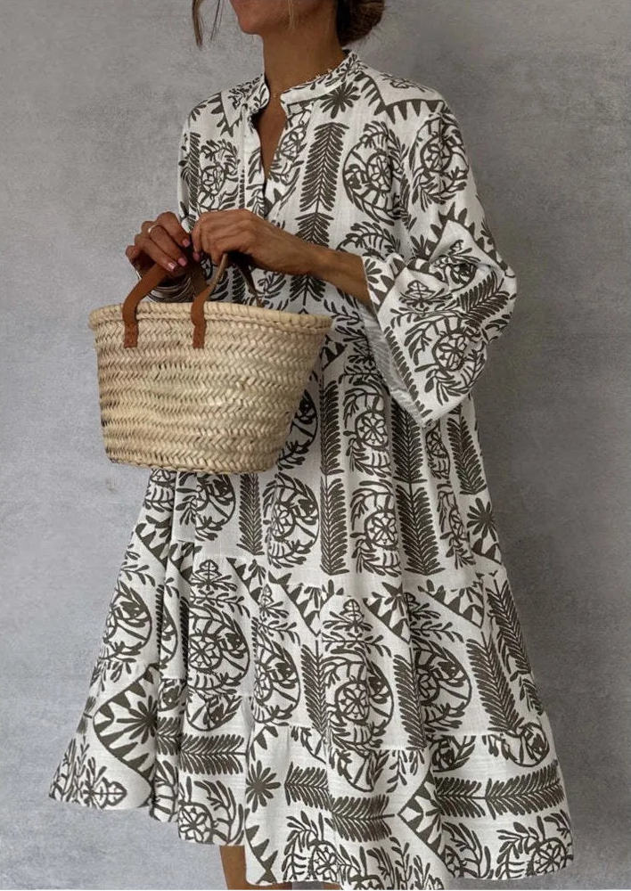 Bohemian Print Midi Shirt Dress