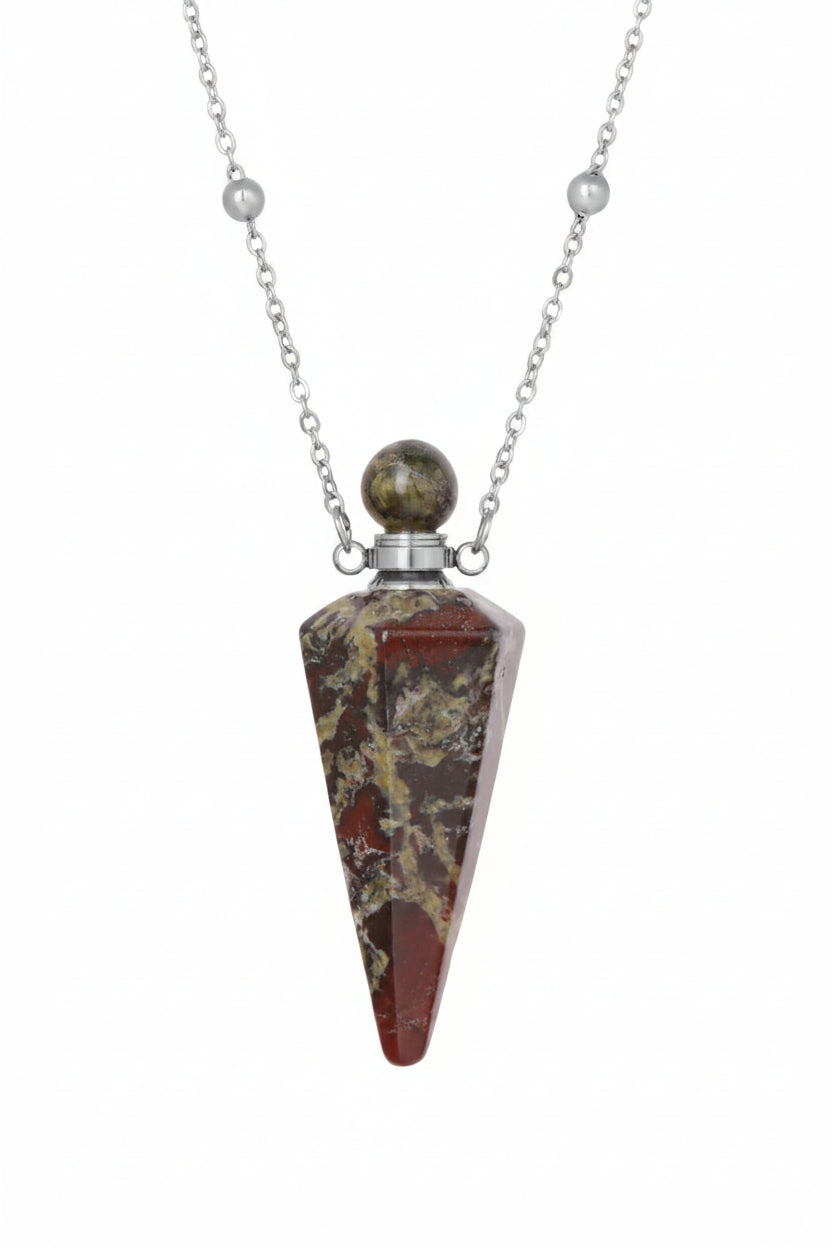 Crystal Essential Oil Diffuser Necklace — Natural Gemstone Healing Pendant