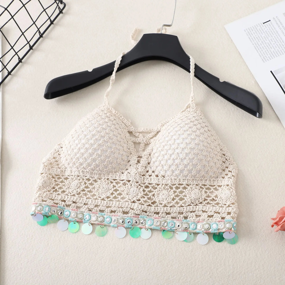 Boho Crochet Tassel Halter Bralette