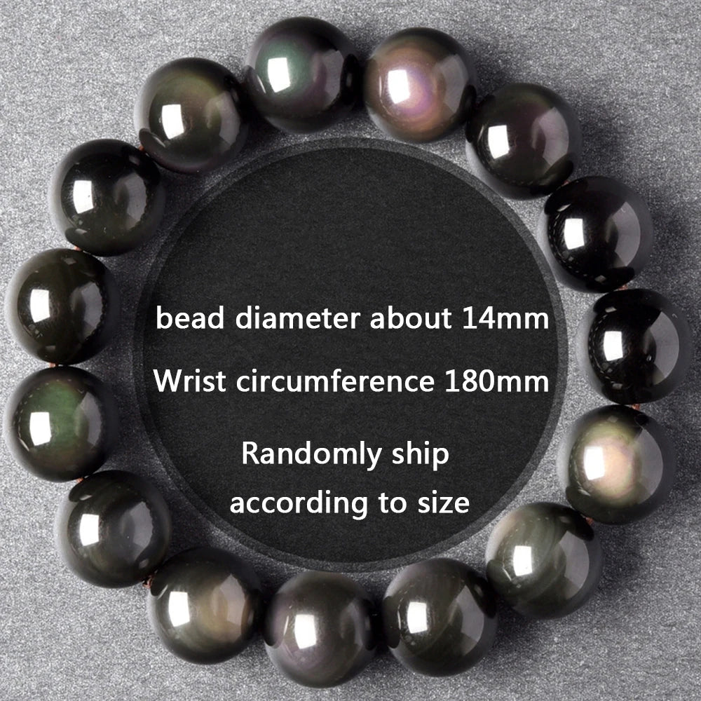 Rainbow Eye Obsidian Bracelet — Natural Crystal Bead Bracelet (6–18mm)
