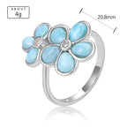 Larimar Floral Cluster Ring in 925 Sterling Silver