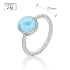 Larimar Oval Ring with Twisted Rope Band, 925 Sterling Silver