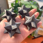 Shungite Merkaba Star | Hand-Carved Sacred Geometry Crystal