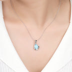 Larimar Teardrop Pendant Necklace, Dolphin Swirl