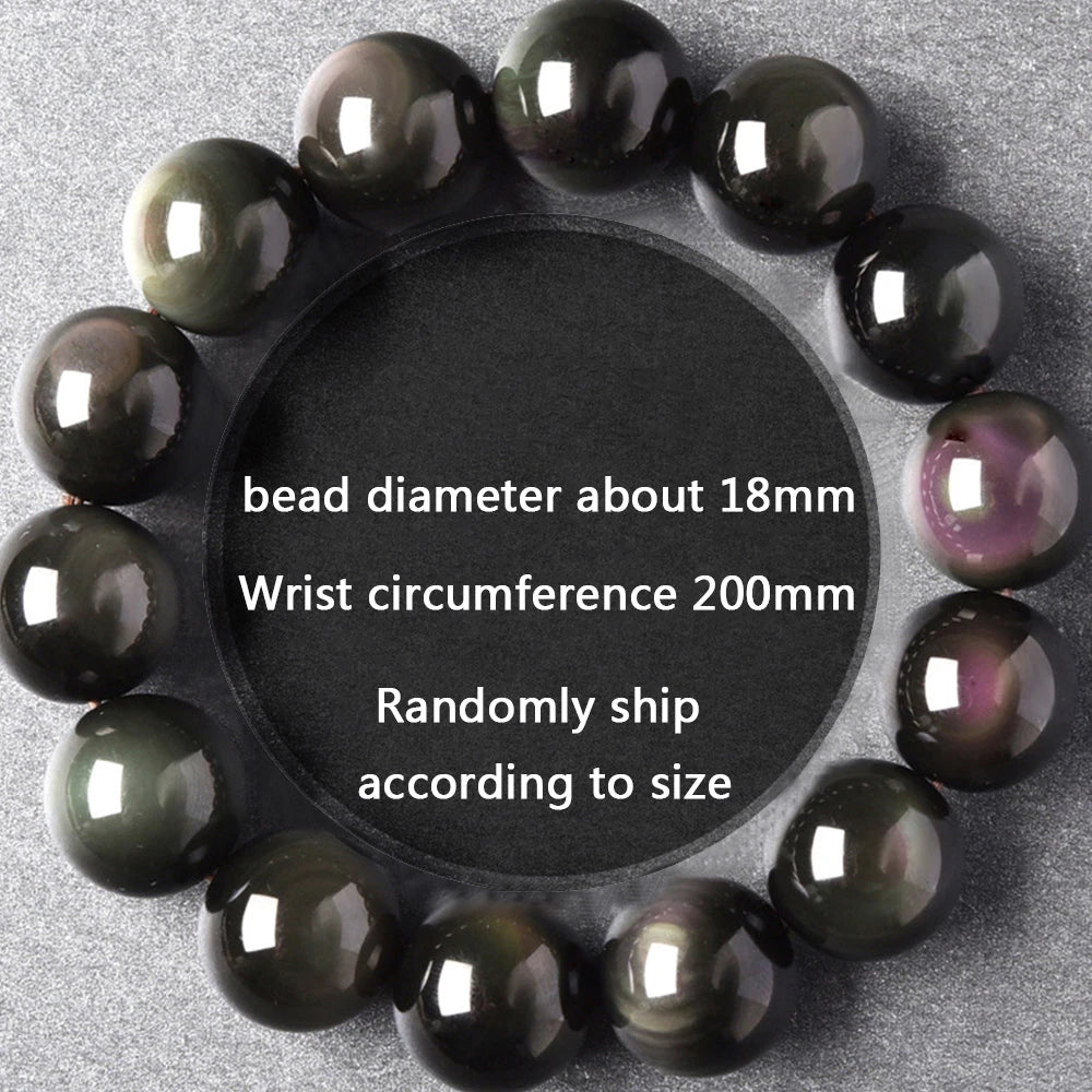 Rainbow Eye Obsidian Bracelet — Natural Crystal Bead Bracelet (6–18mm)
