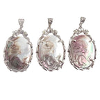 Mother of Pearl Hand-Carved Cameo Pendant Necklace