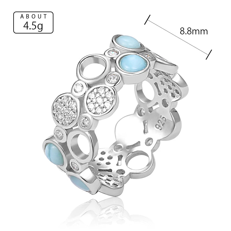 Larimar Circle Band Ring in 925 Sterling Silver