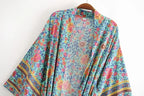 Peacock Floral Kimono Maxi Robe
