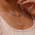 Zodiac Tag Pendant Necklace — 18K Gold Embossed Star Sign