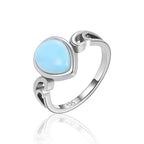 Larimar Pear Ring with Scrolled Silver Flourish