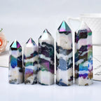 Aura Zebra Crystal Point Tower | Black & White Quartz Obelisk