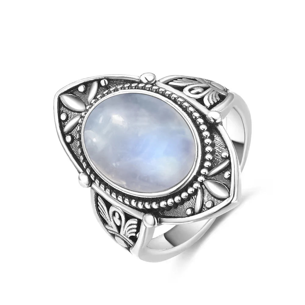 Moonstone 925 Silver Ring | Natural Gemstone Ring