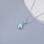 Larimar Teardrop Pendant Necklace, Dolphin Swirl
