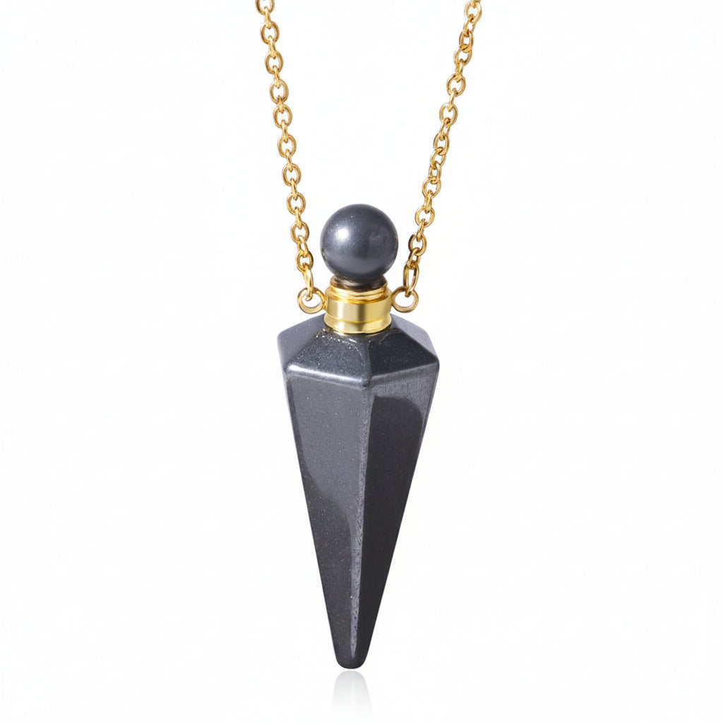 Crystal Essential Oil Diffuser Necklace — Natural Gemstone Healing Pendant