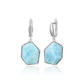 Larimar Hexagon Drop Earrings, 925 Sterling Silver