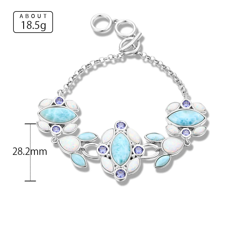 Larimar Geometric Link Bracelet in 925 Sterling Silver