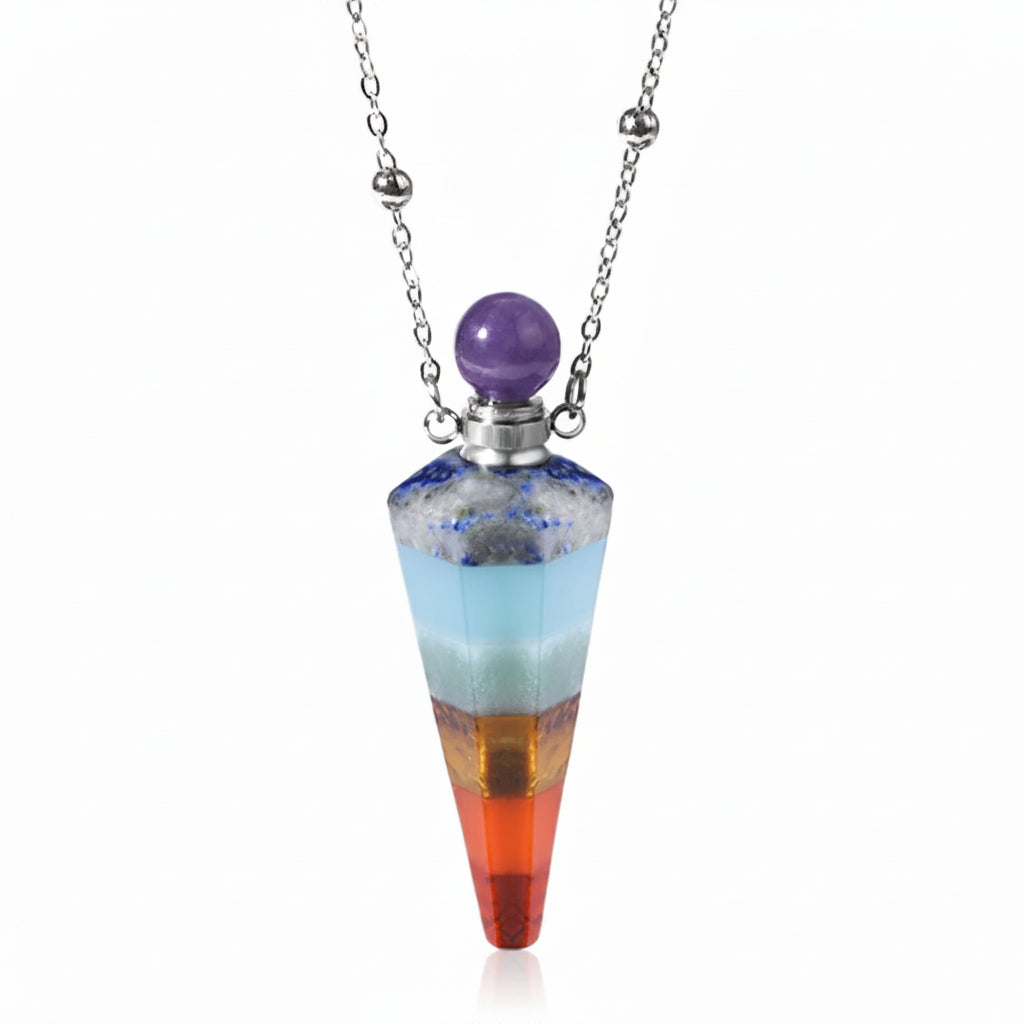Crystal Essential Oil Diffuser Necklace — Natural Gemstone Healing Pendant